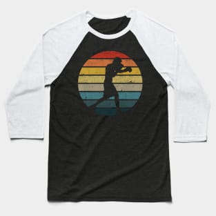 Boxing Boxer Silhouette On A Distressed Retro Sunset design Baseball T-Shirt